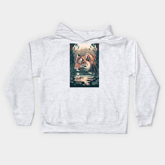 The Tiger's Aquatic Odyssey Kids Hoodie by Abili-Tees